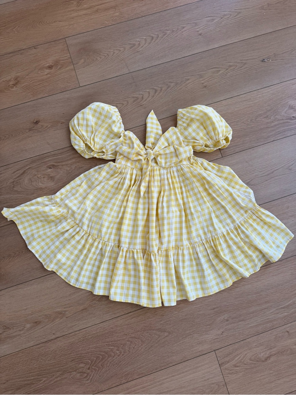 VICI Yellow Gingham Smocked Waist Dress